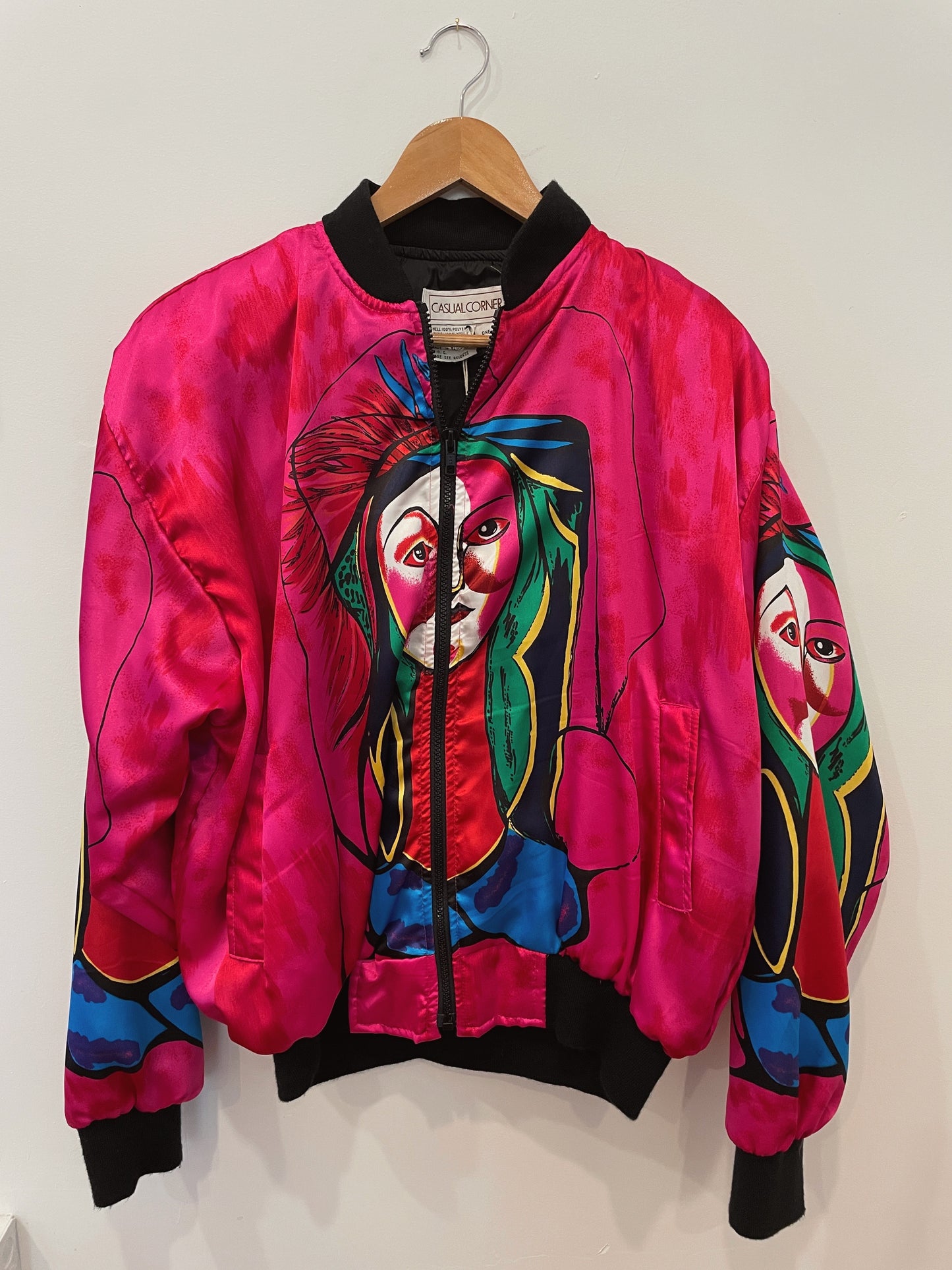 Casual Corner Abstract Face Bomber