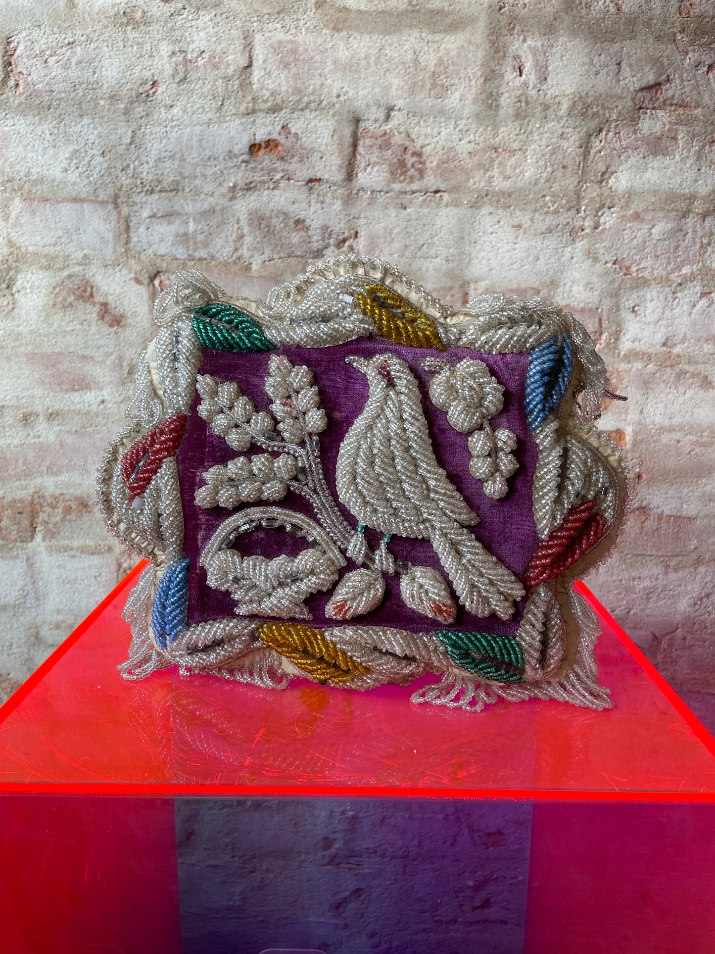 Antique Iroquois Beaded Pillow