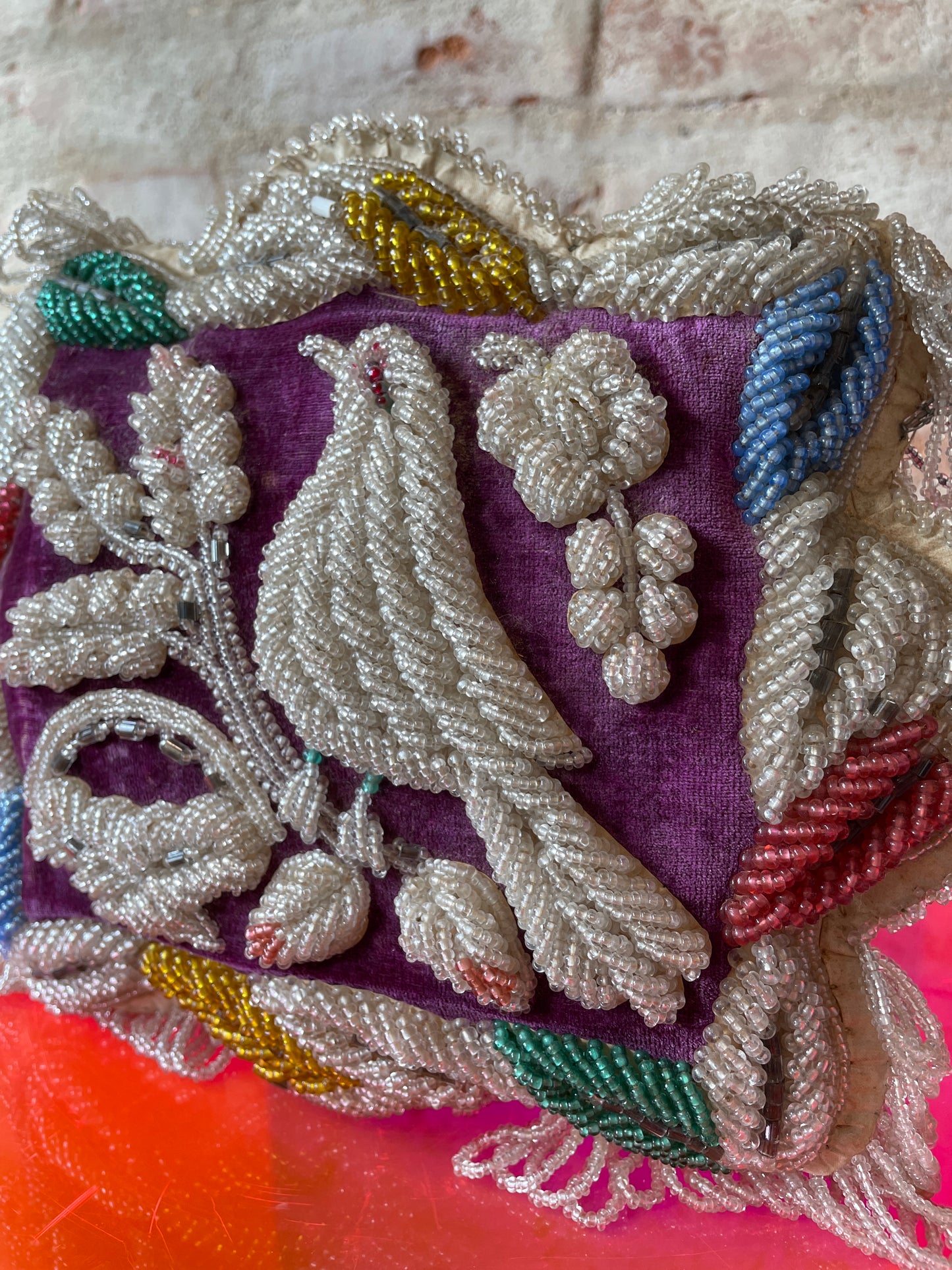 Antique Iroquois Beaded Pillow