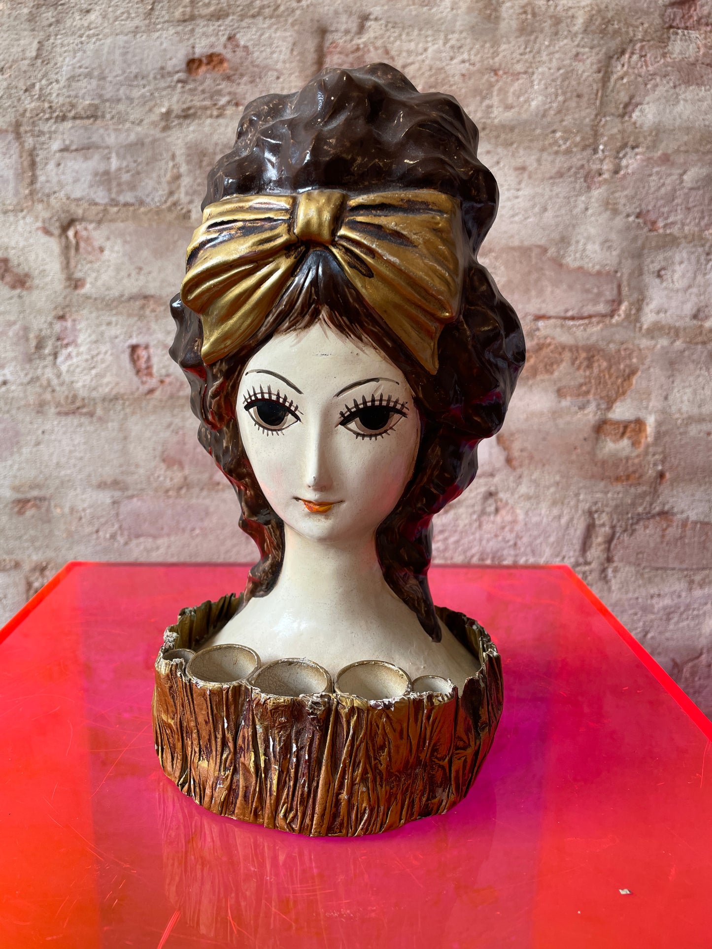 Papier-Mâché Lady Lipstick Holder
