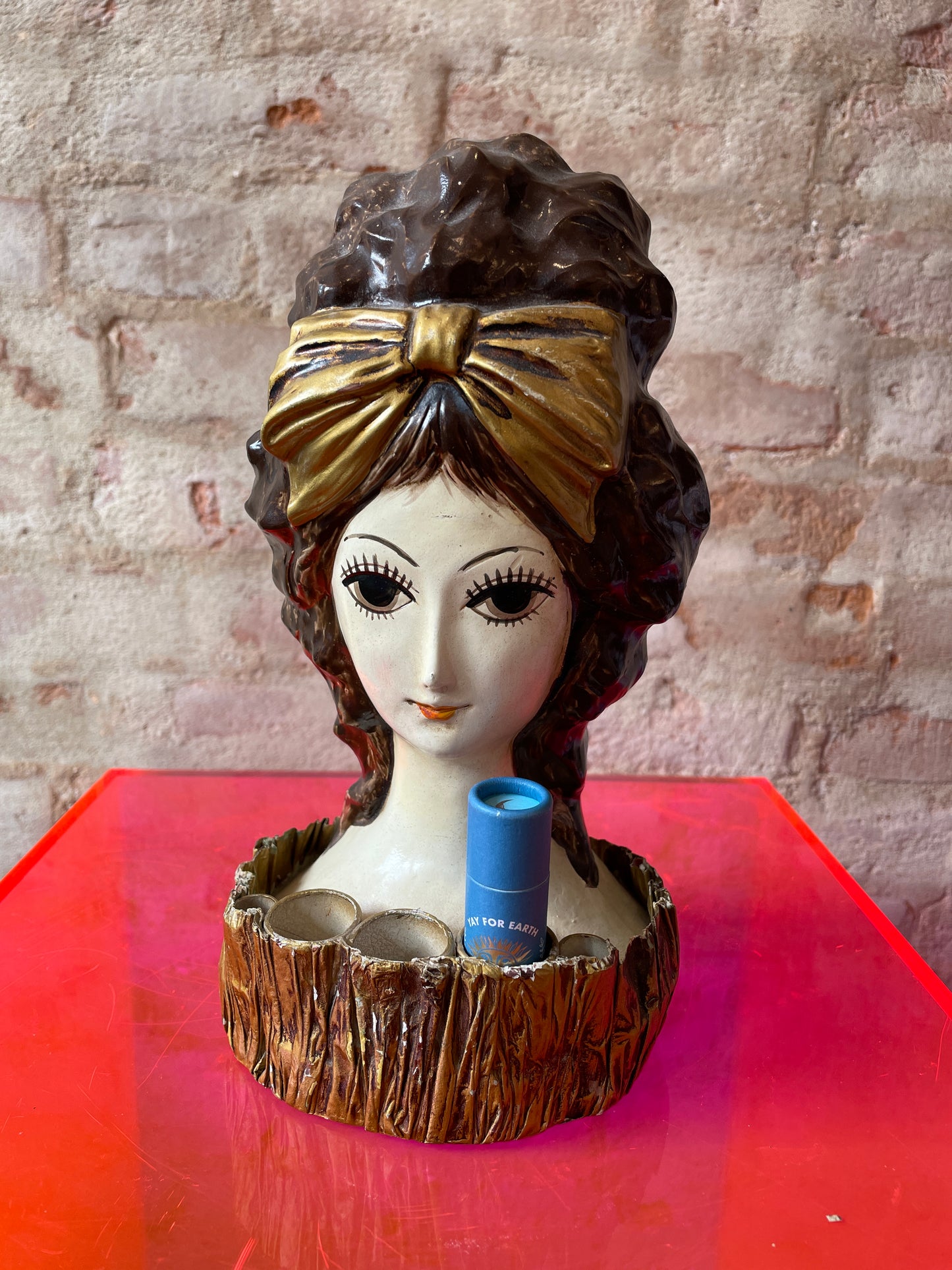 Papier-Mâché Lady Lipstick Holder