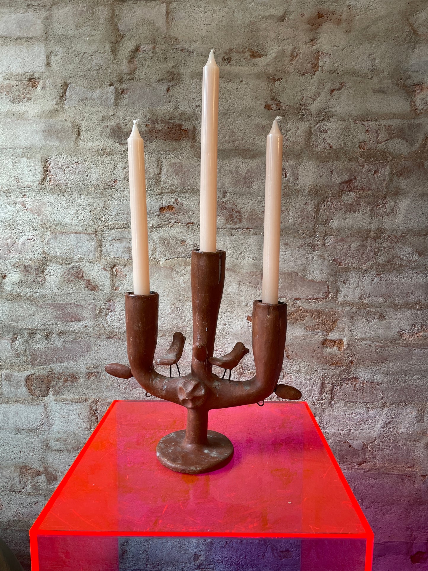 Mexican Terra Cotta Candelabra