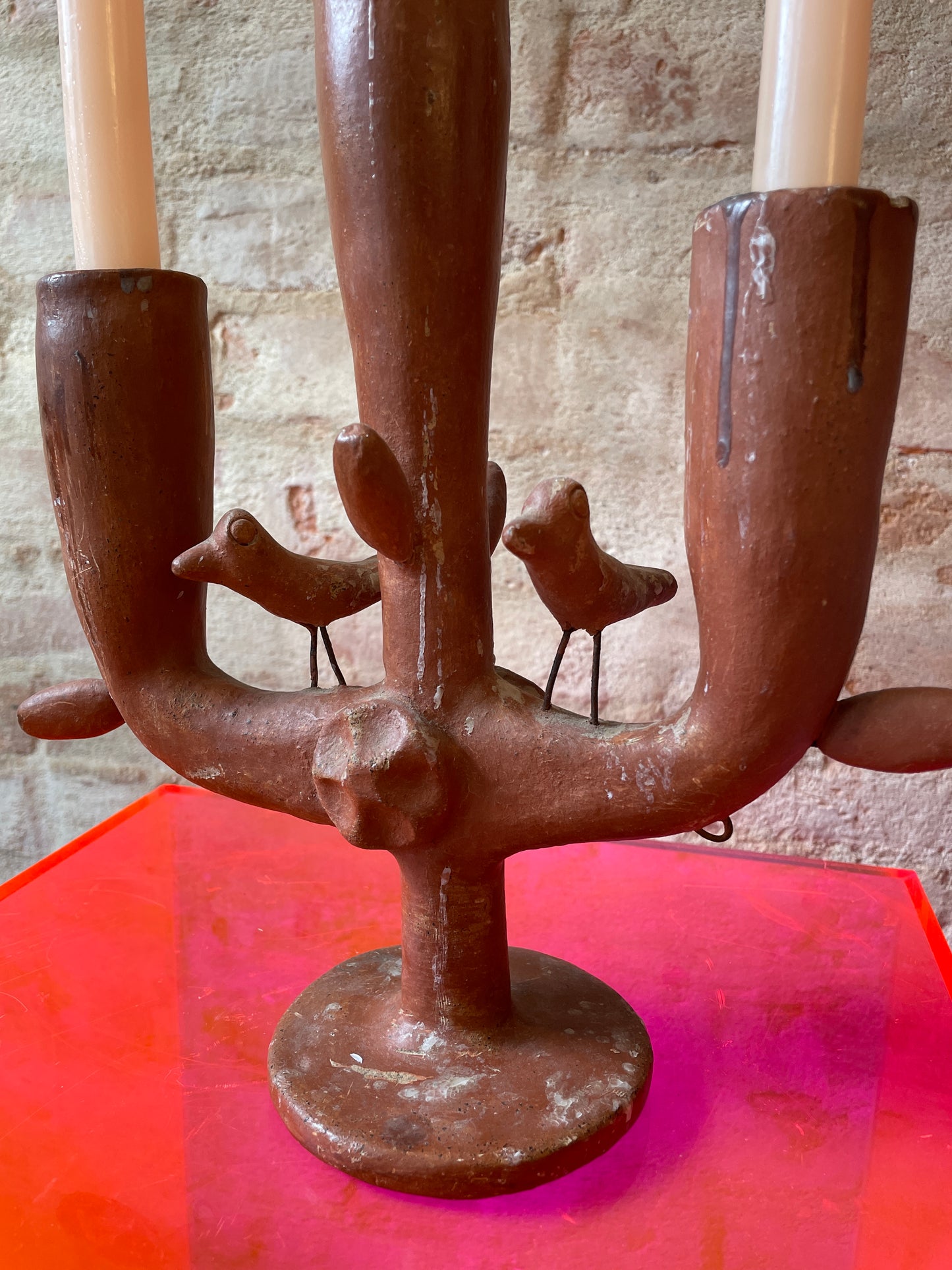Mexican Terra Cotta Candelabra