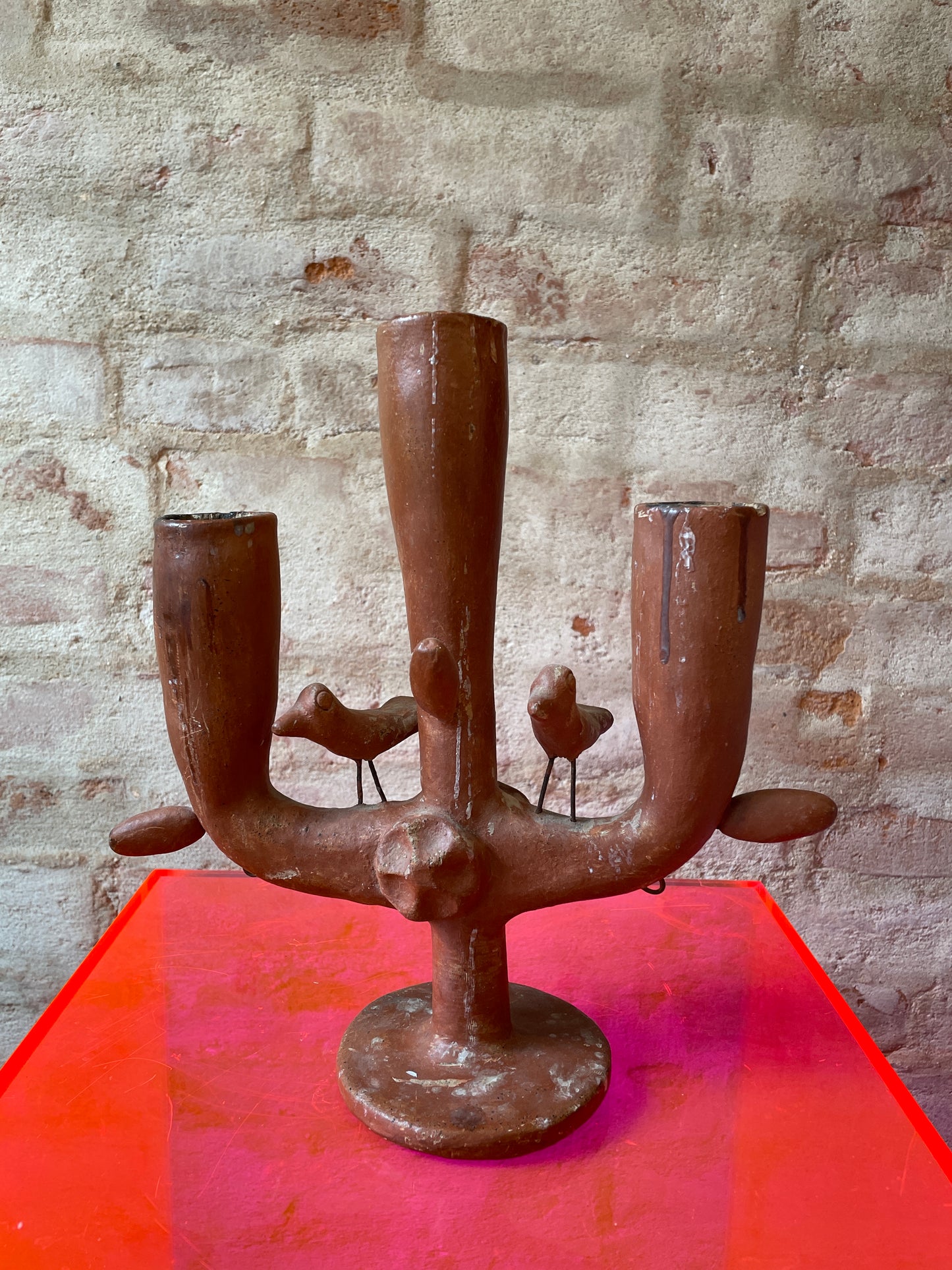 Mexican Terra Cotta Candelabra