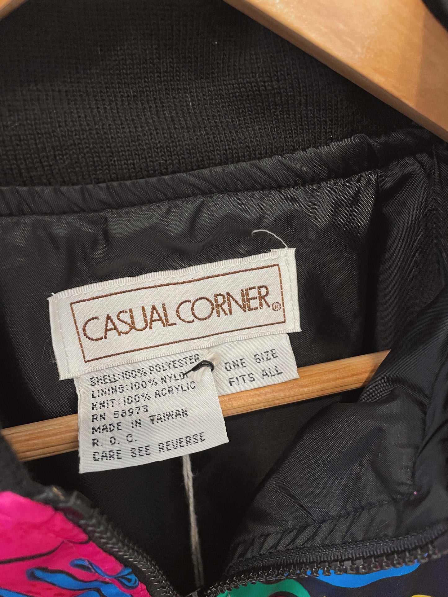 Casual Corner Abstract Face Bomber